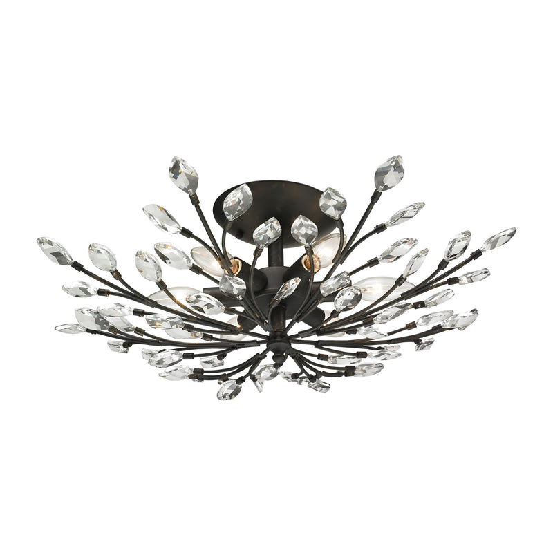 Crystal Branches - Semi Flush Mount - Burnt Bronze