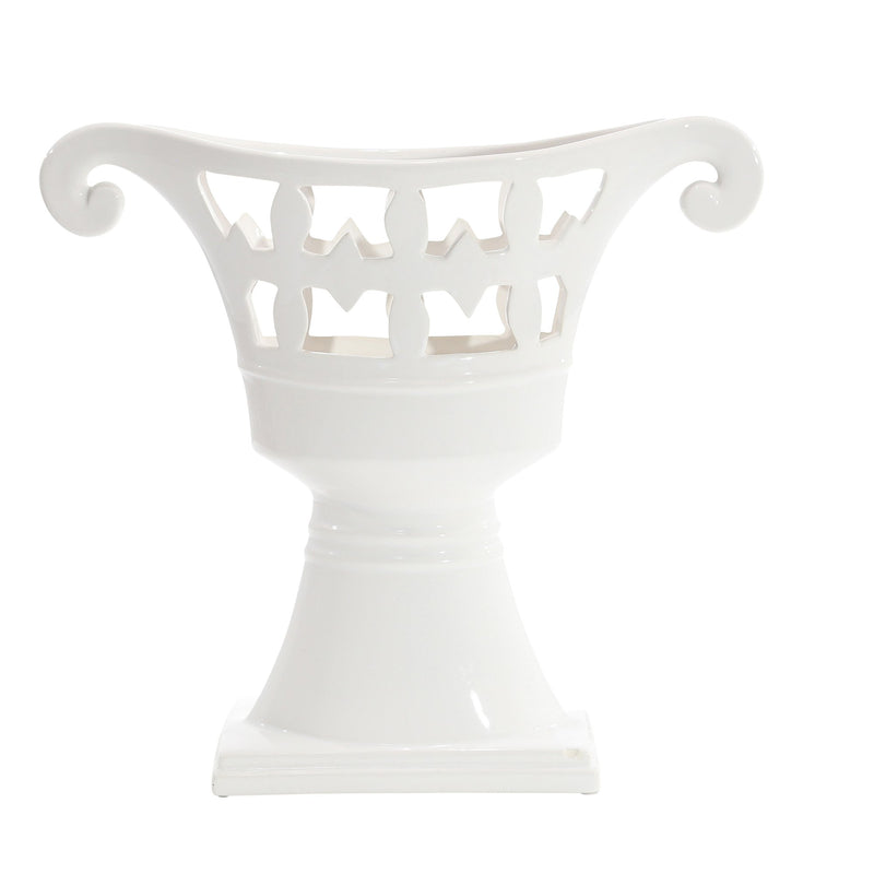 Footed White Ceramic Vase