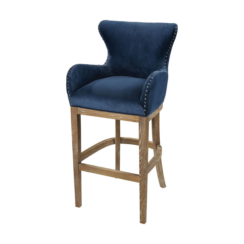 1204-030 Roxie Navy Bar chair, Stool, Sterling, - ReeceFurniture.com - Free Local Pick Ups: Frankenmuth, MI, Indianapolis, IN, Chicago Ridge, IL, and Detroit, MI