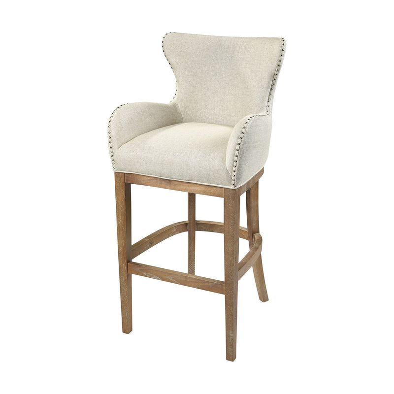 1204-032 Roxie Cream Linen Bar chair, Stool, Sterling, - ReeceFurniture.com - Free Local Pick Ups: Frankenmuth, MI, Indianapolis, IN, Chicago Ridge, IL, and Detroit, MI