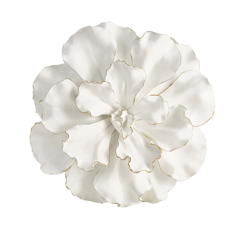 White/Gold Wall Flower Plaque20"