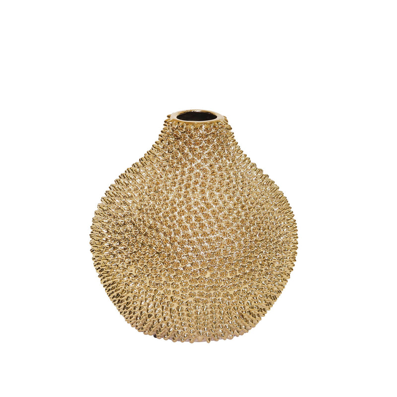 Gold Spiked Ceramic Vase 10"