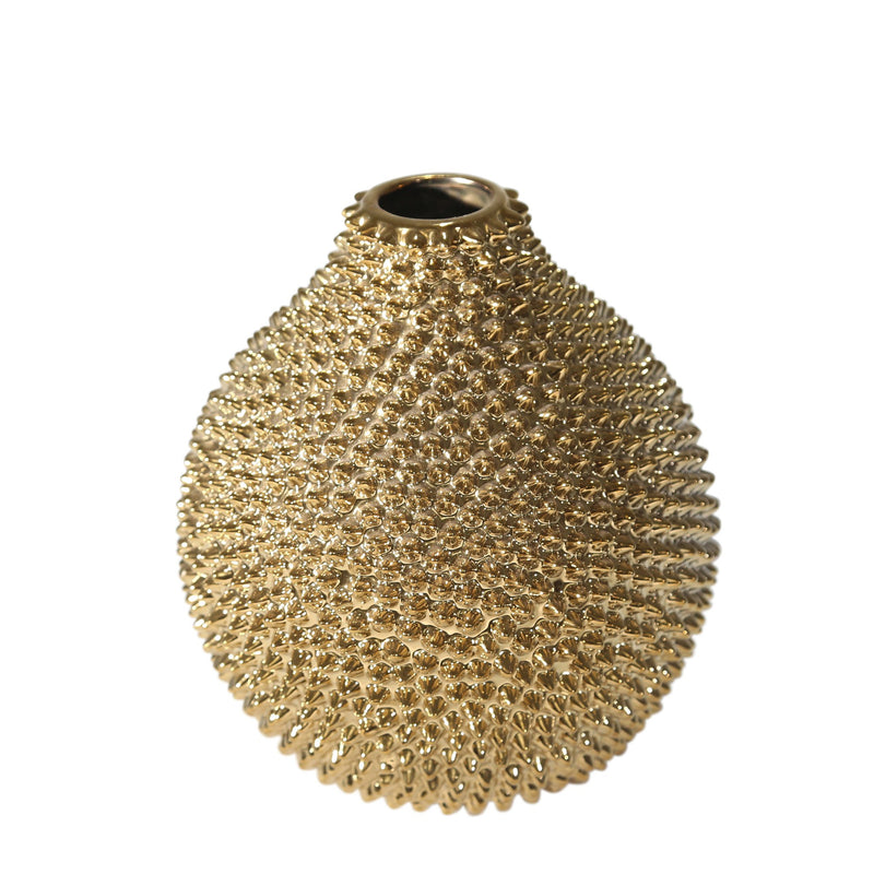 Gold Spiked Ceramic Vase 8"