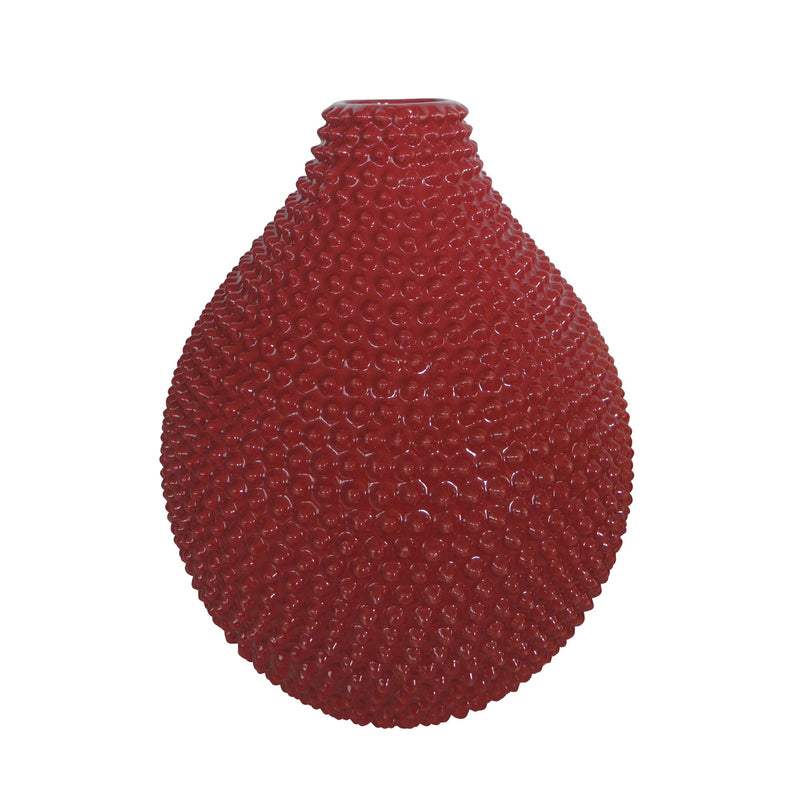 Red Spiked Ceramic Vase 12"