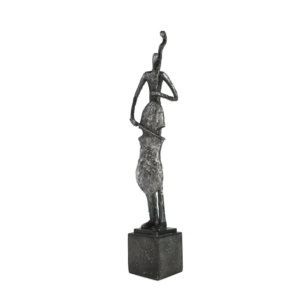 Polyresin Cello Musician On Base 19", Silver