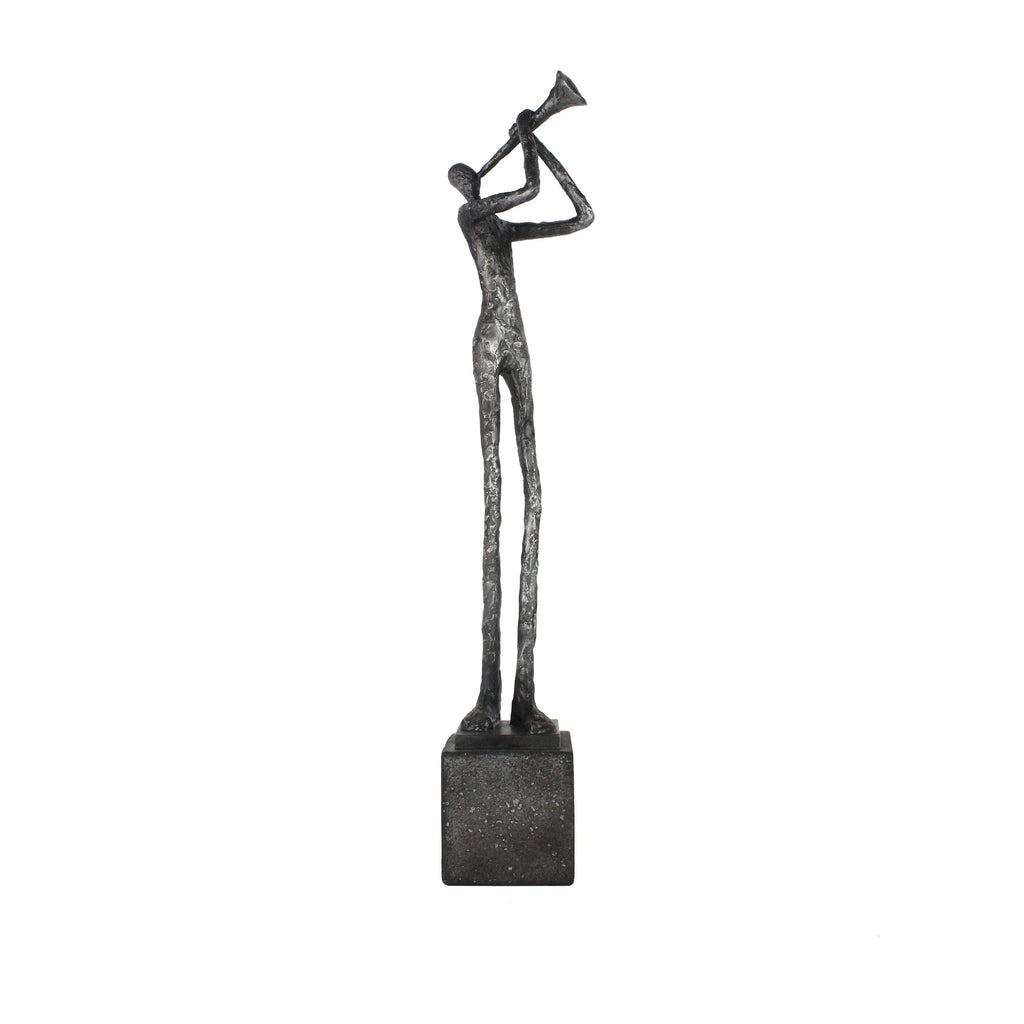Polyresin Trumpet Musician Onbase 18.5", Silver