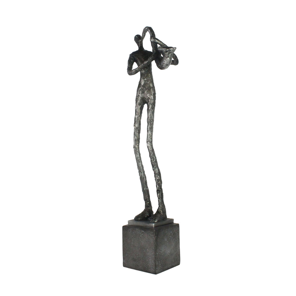 Polyresin Sax Musician On Base17", Silver