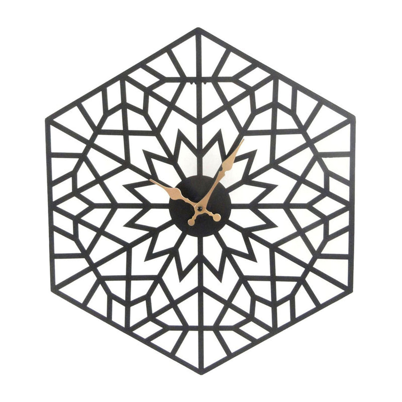 Black/Gold Metal Hexagon Clock, Wb Ds