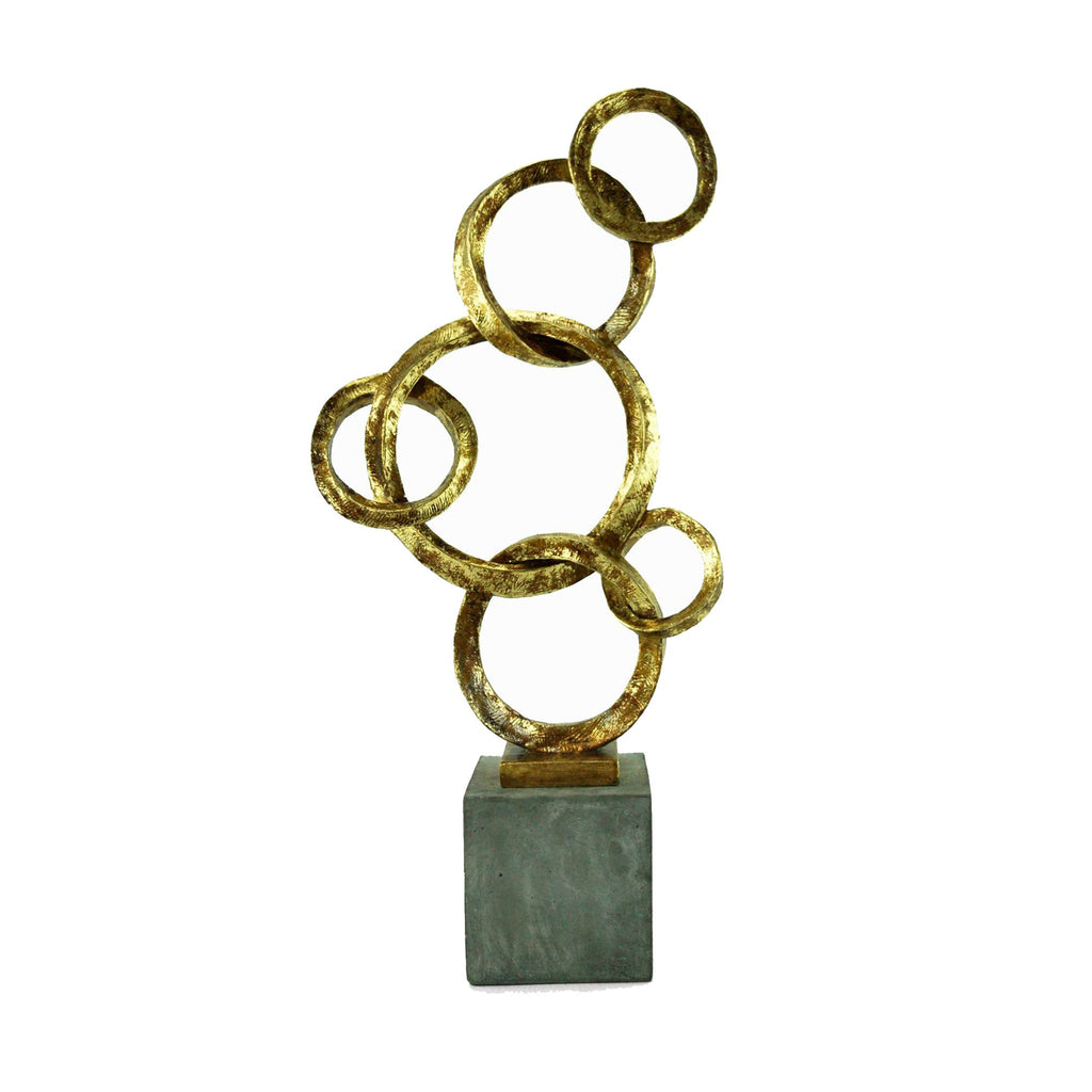 Vertical Gold Ring Sculpture On Base, Kd