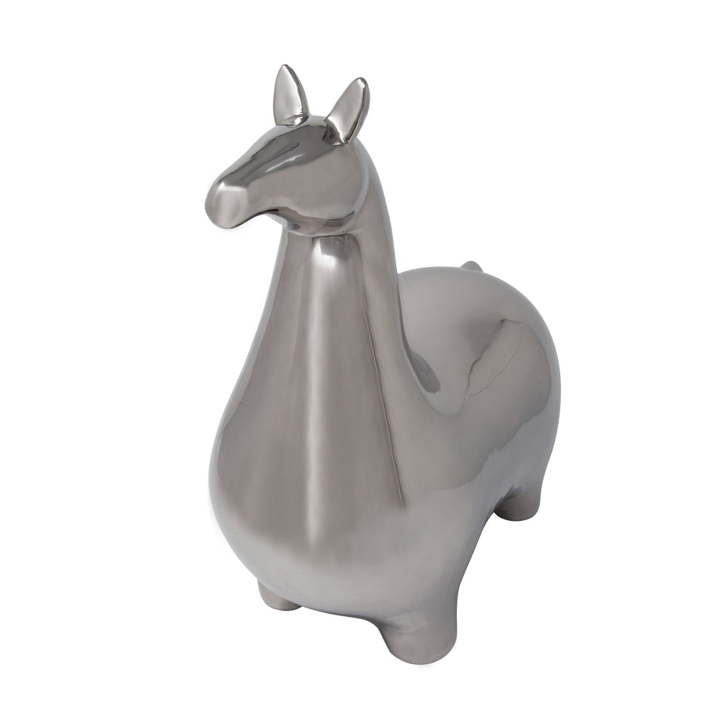 Silver Ceramic Horse, 14.5"