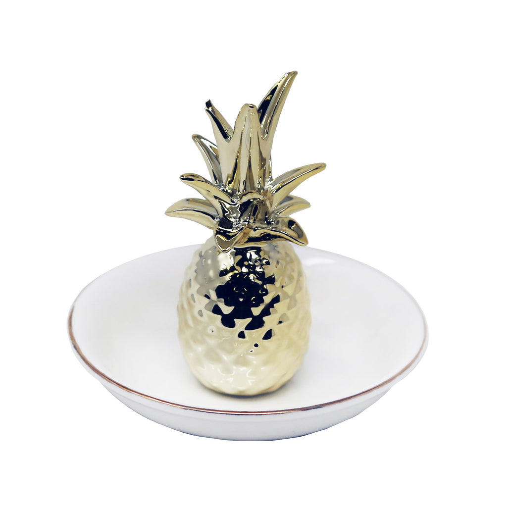 White/Gold Pineapple Ring Holder