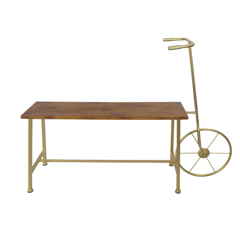 Gold Metal/Wood Bicycle Bench, Kd