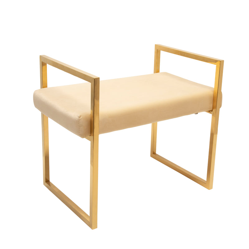 Gold / Beige Velveteen Bench