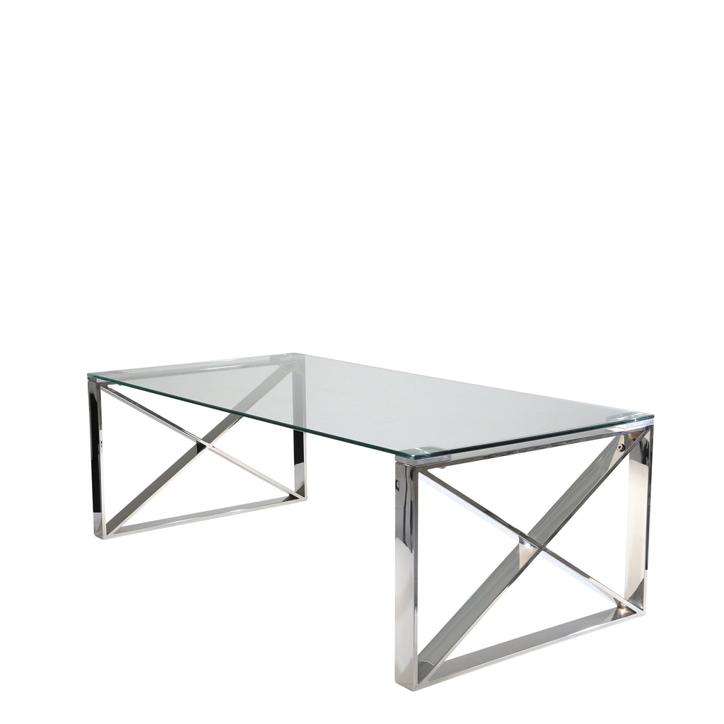 Silver Metal/Glass Cocktail Table, Kd