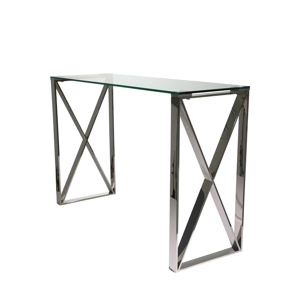 Silver Metal/Glass Console Table, Kd