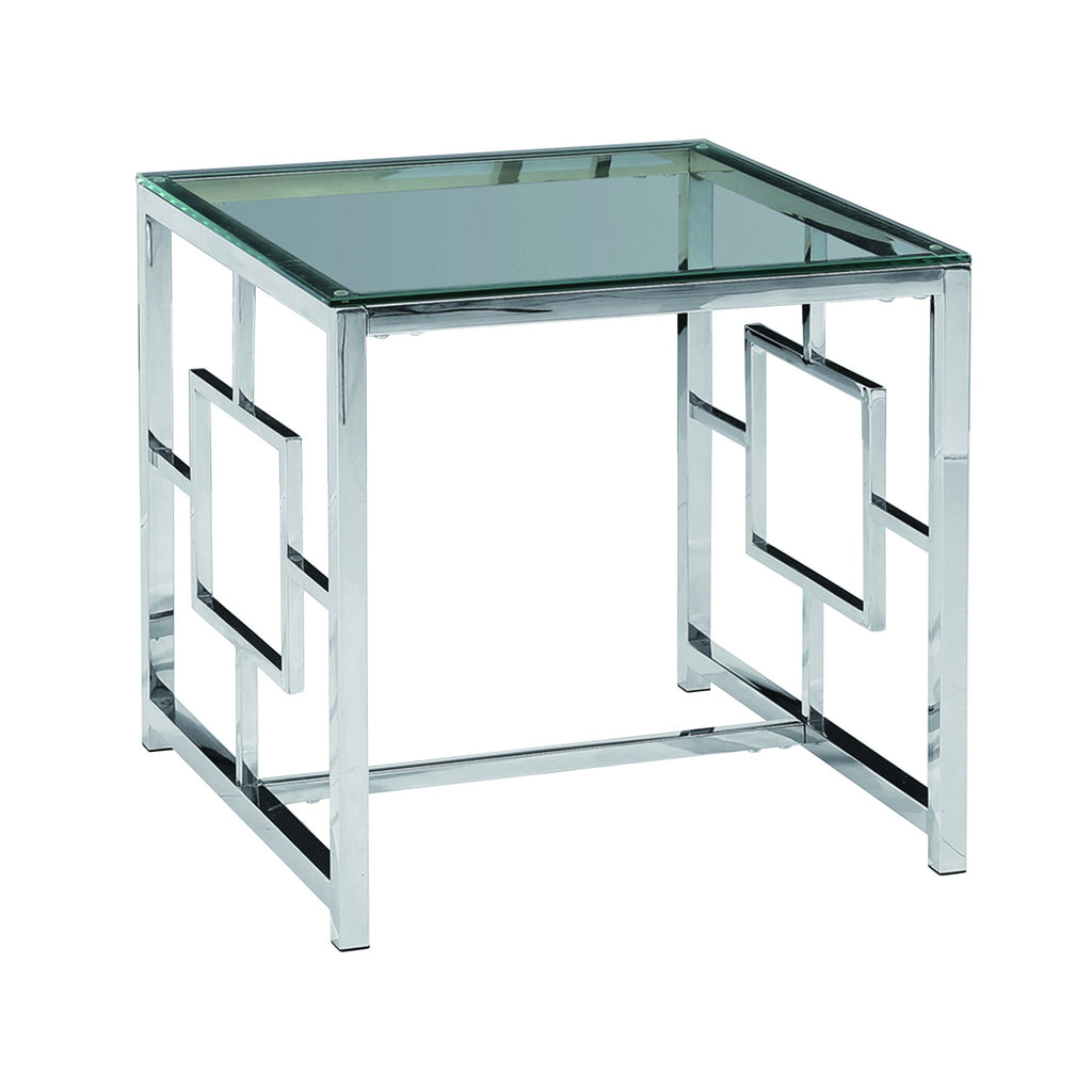 Silver Metal/Glass Accent Table, Kd