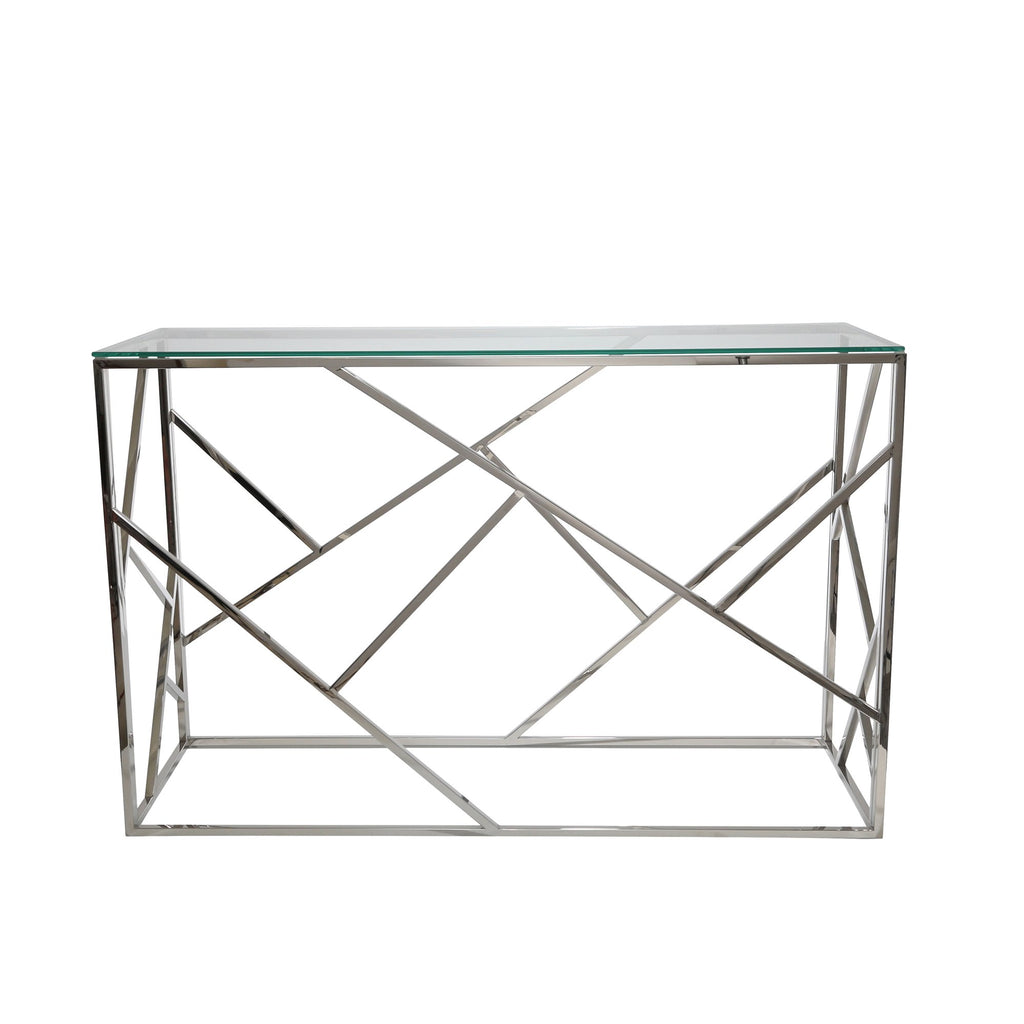 Modern Silver/Glass Console Table, Kd