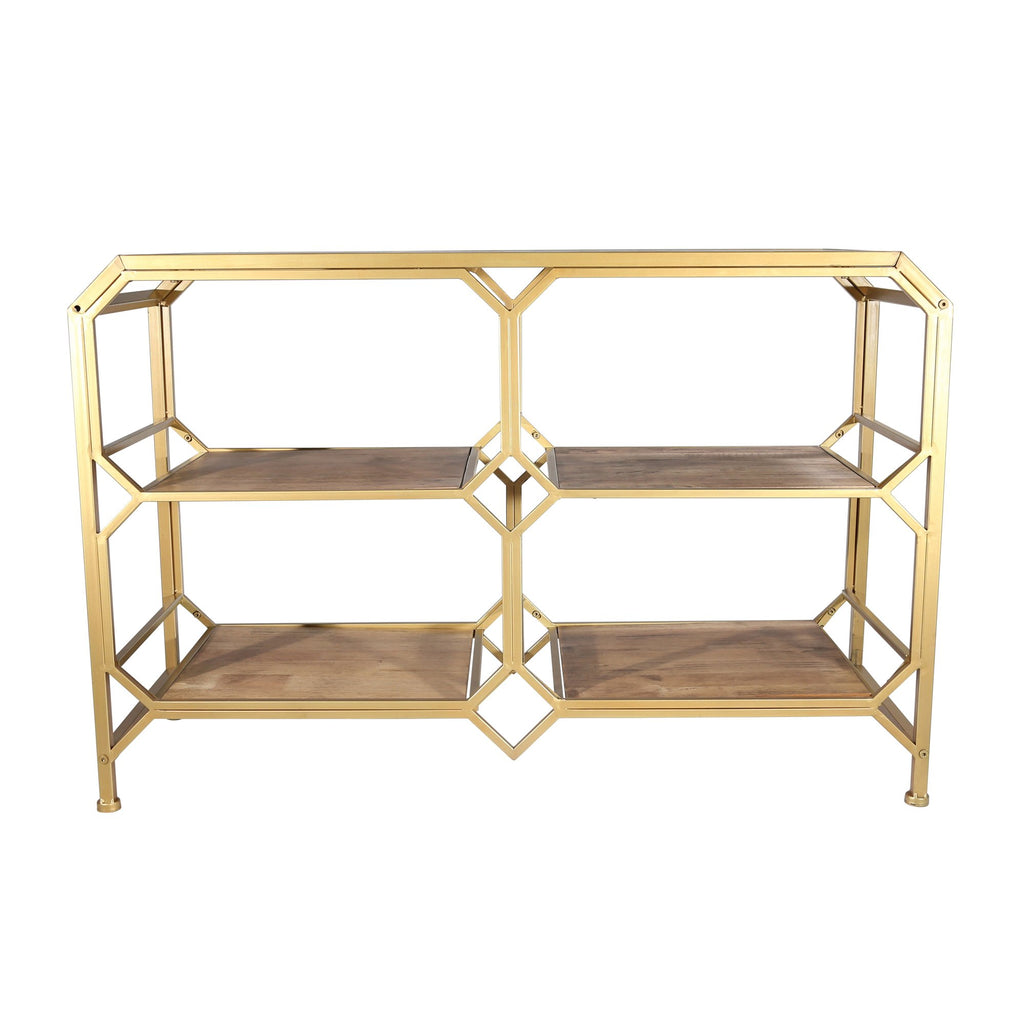 Bronze/Wood 3-Tier Console Table, Kd