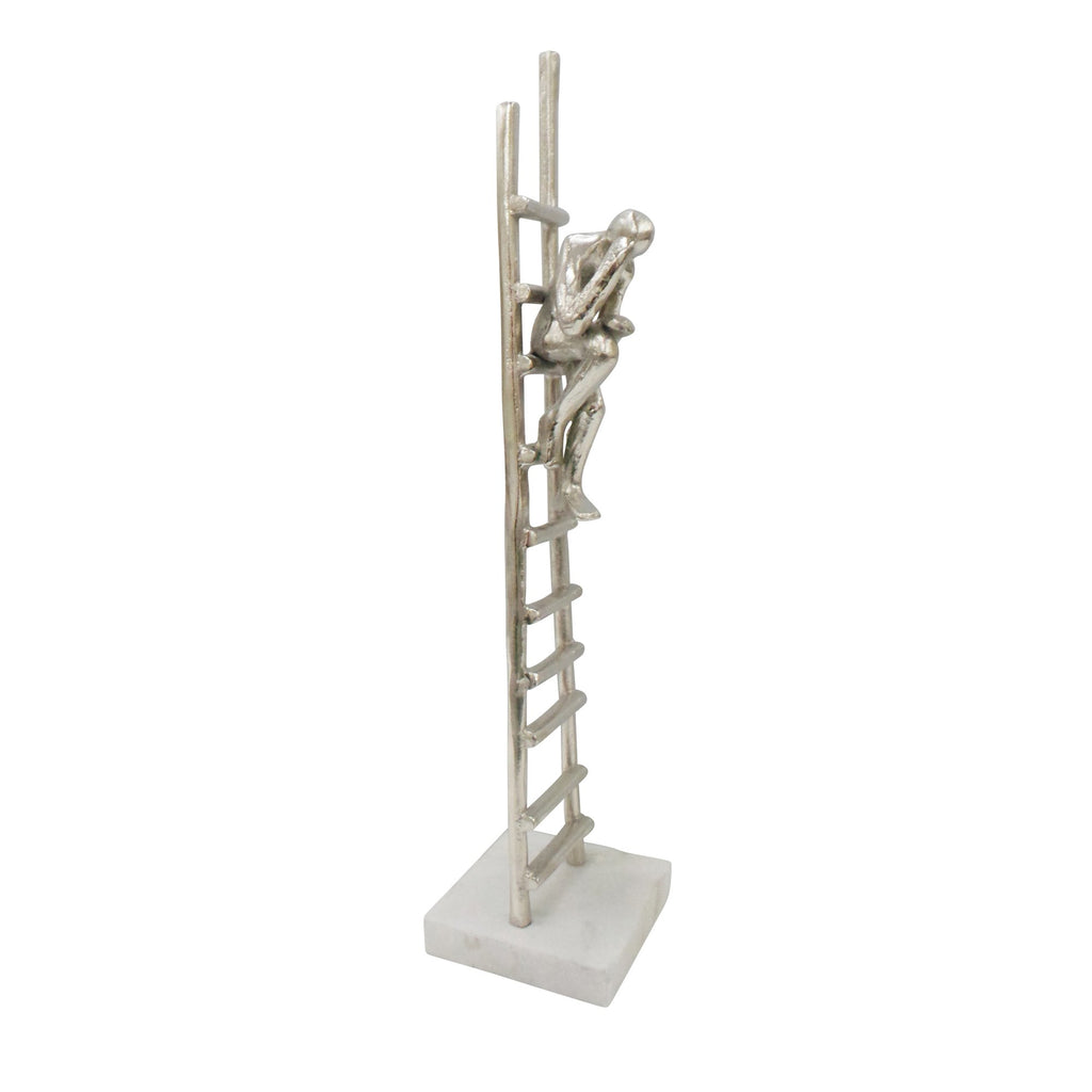 Silver Ladder Sculpture, Person Sitting