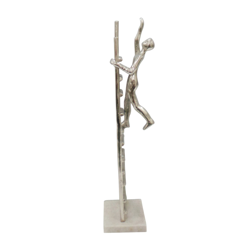 Silver Ladder Sculpture, Person Climbing