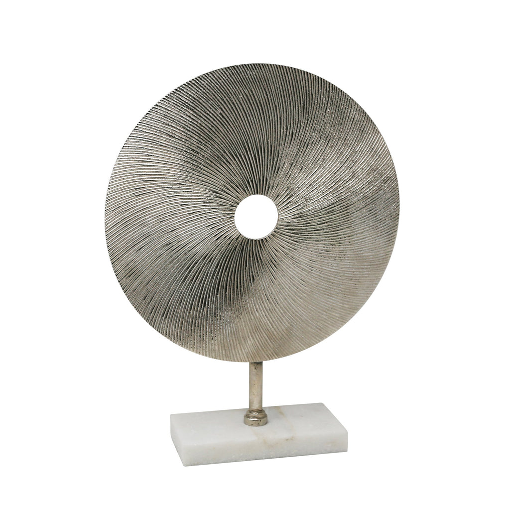 Silver Metal Disc On Stand 18"