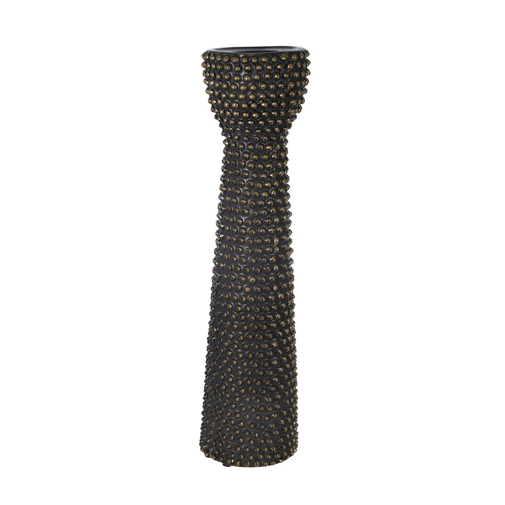 Ceramic 16" Bead Candle Holderblack/Gold