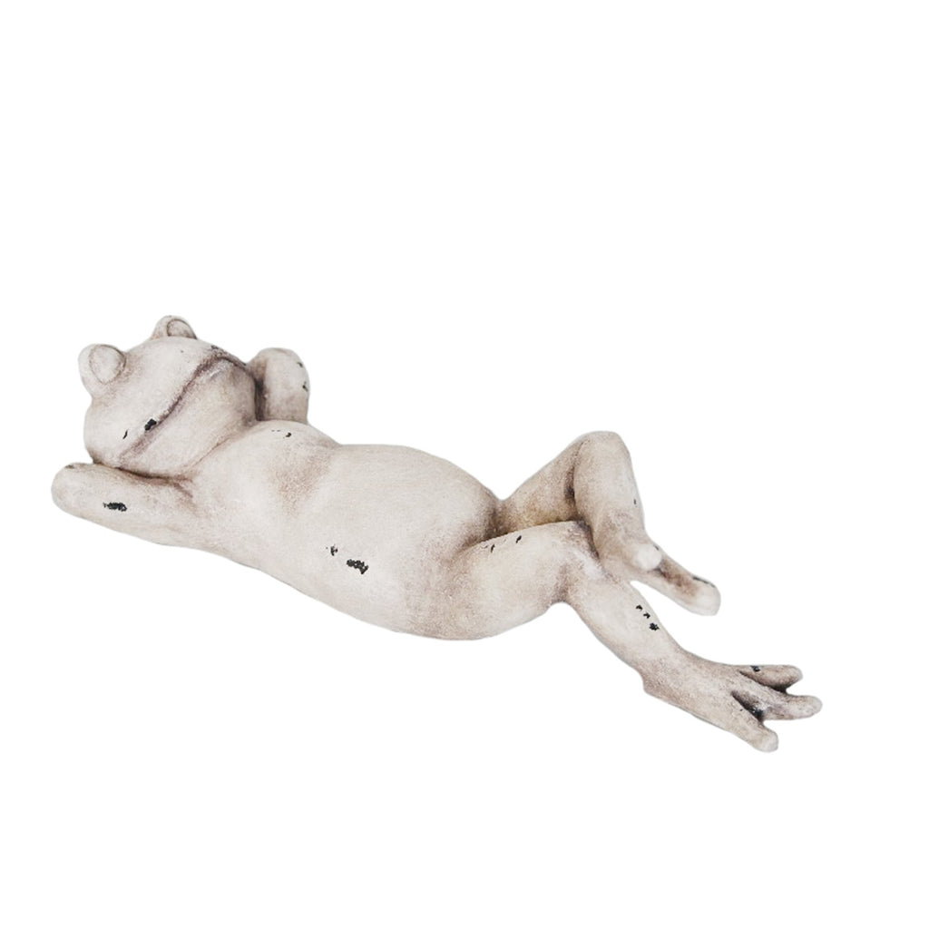 Antique White Lounging Frog, On Back