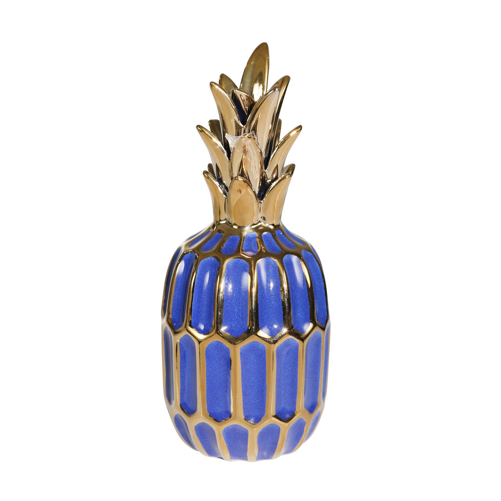 Ceramic 10.25" Pineapple Navy/Gold