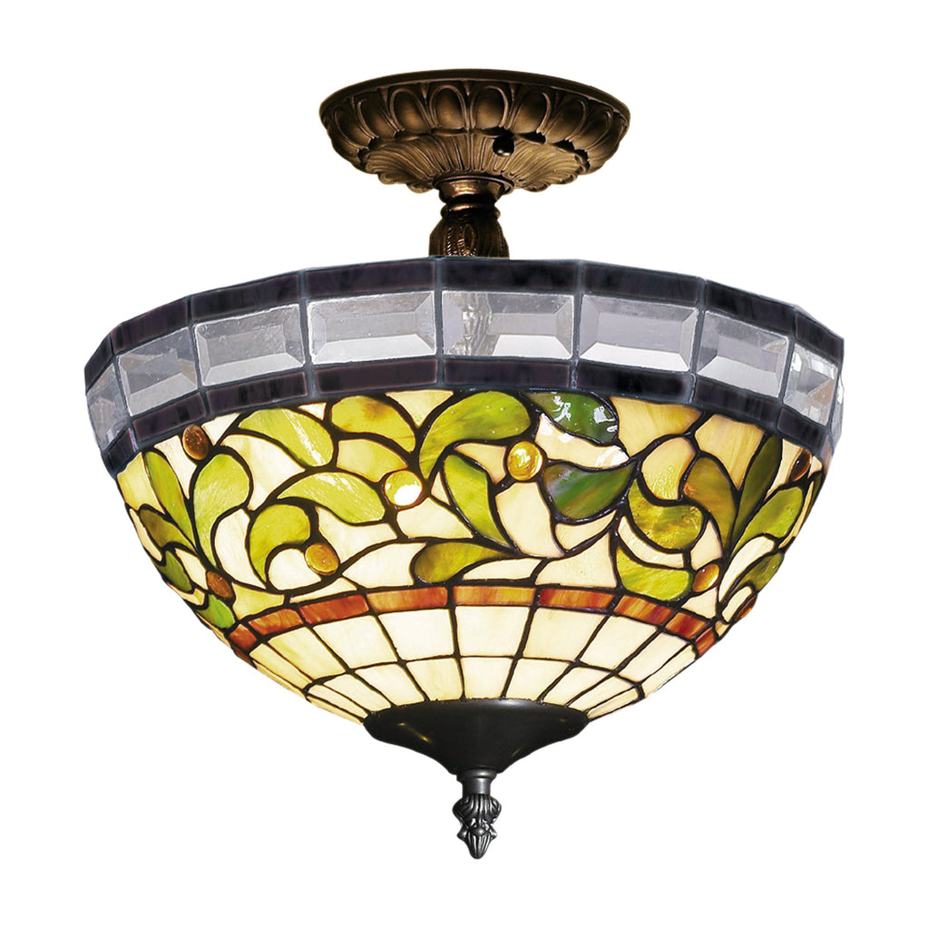 Beveled Leaf - Semi Flush Mount - Tiffany Bronze