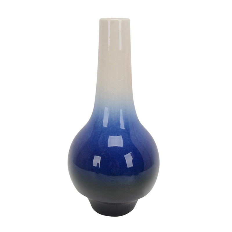 White/Blue Ombre Vase 14"