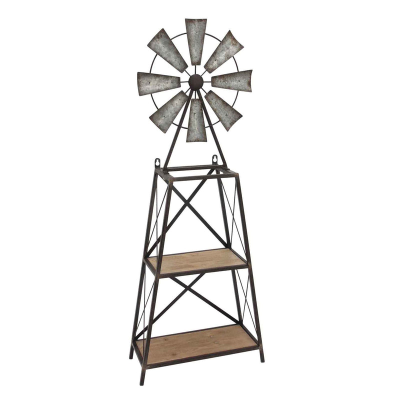 Wood/Metal Windmill Shelf Kd
