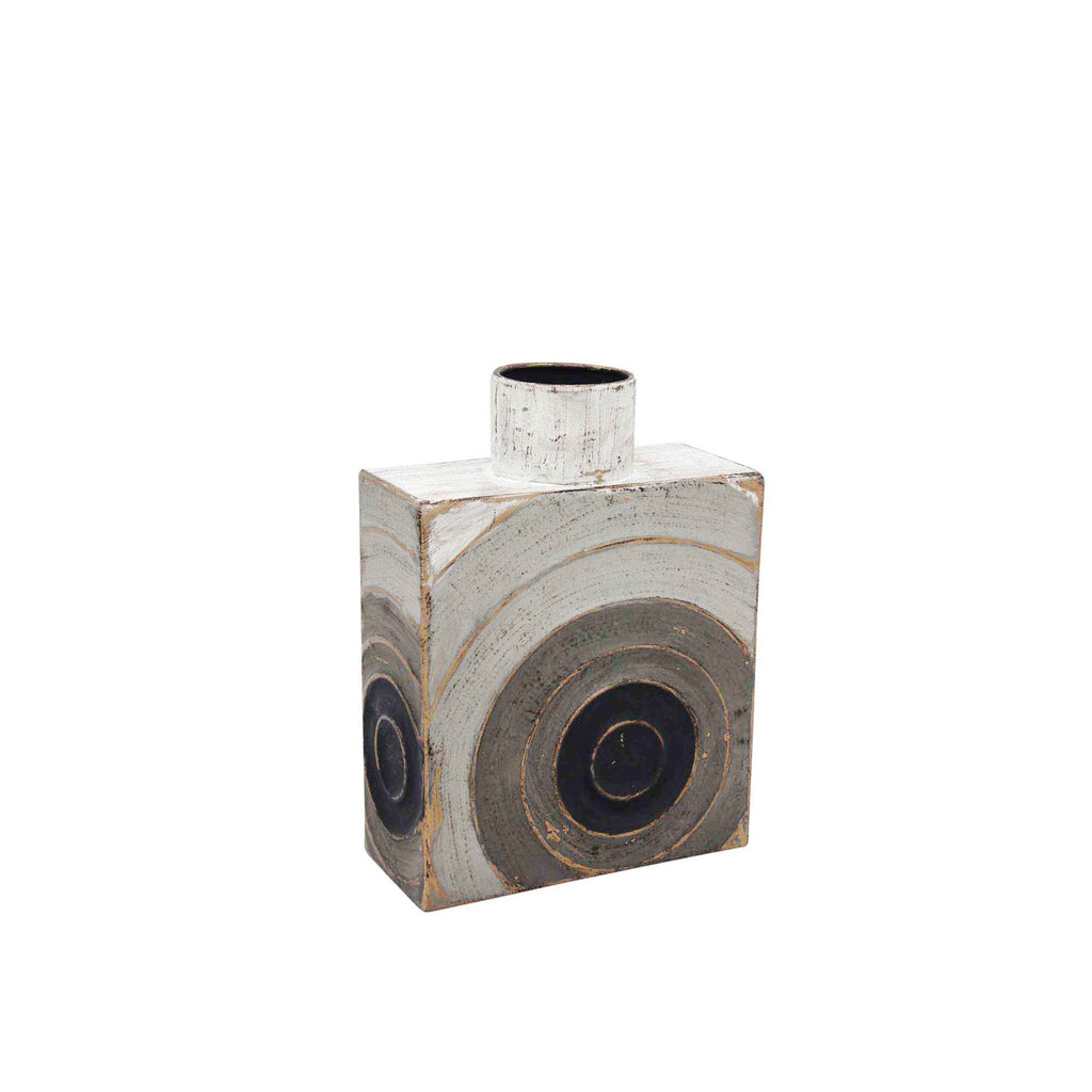 Gray Metal Box Vase 9.5"