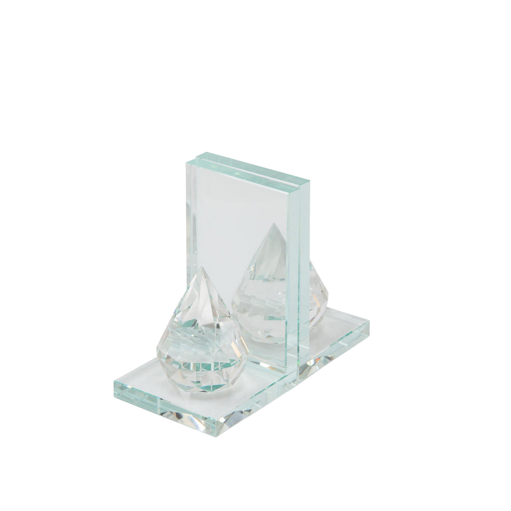 S/2 Crystal Teardrop Bookends