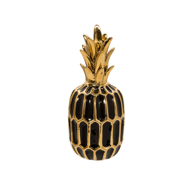 Black/Gold Ceramic Pineapple 13"