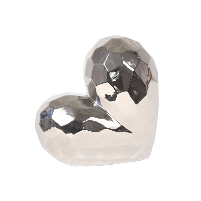 Silver Ceramic Heart 11.5"