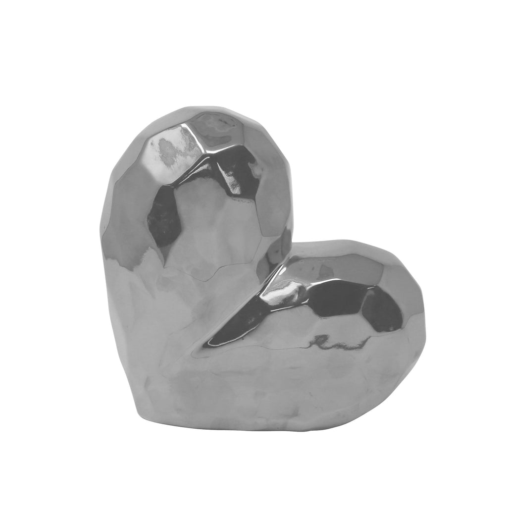 Silver Ceramic Heart 7.75"