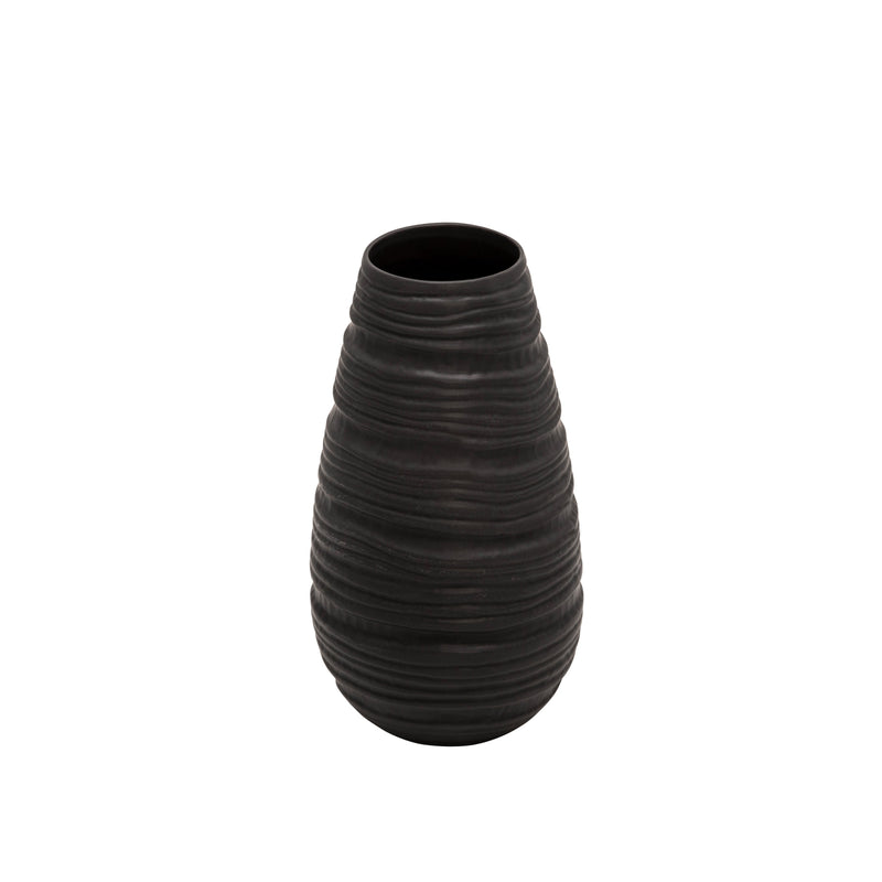 Matte Black Wave Vase 13.5"
