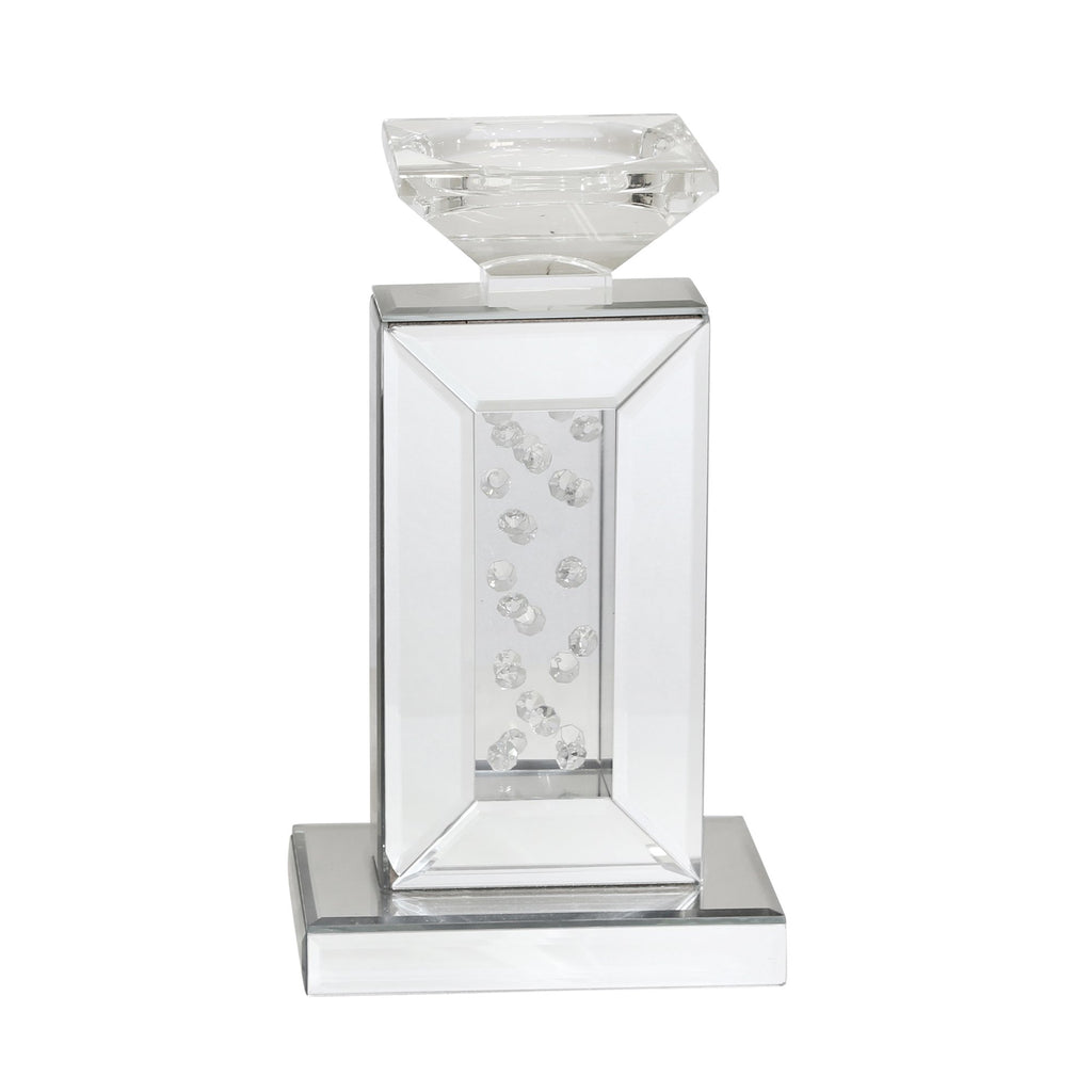 Mirrored & Glass Candle Holder, 10.5"