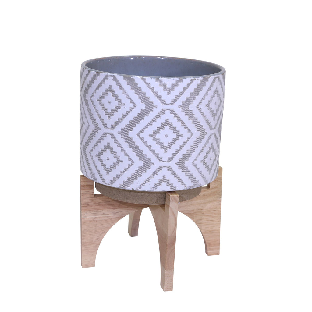 White/Gray Planter On Stand 14.5"