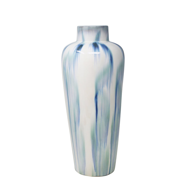 White/Blue Watercolor Vase 18"