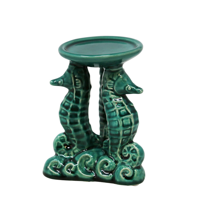 Green Seahorse Candle Holder 6"