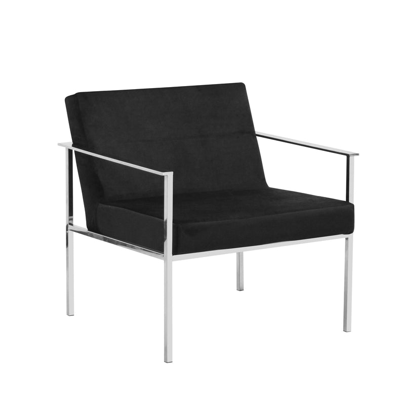 Black/Silver Velveteen Arm Chair