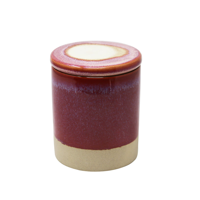 Outdoor Citronella Candle In Ceramic Lidded Jar, Fuchsia