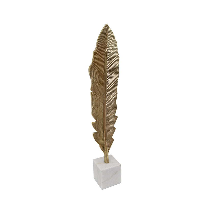 Gold Feather On Marble Base