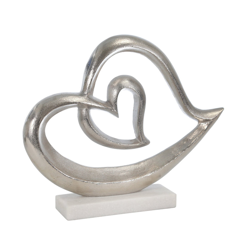 Double Silver Heart Sculpture