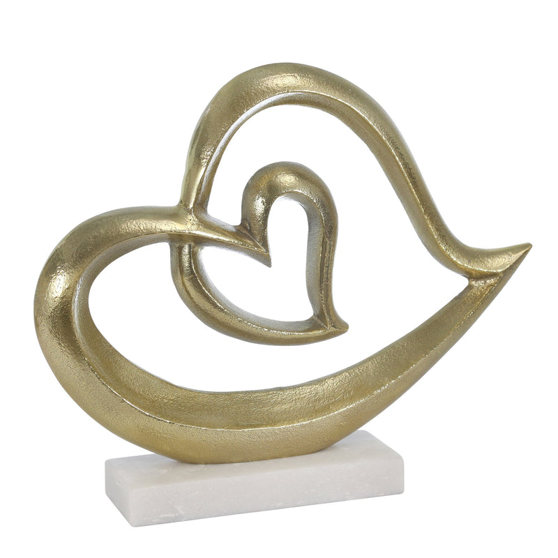 Aluminum Heart Sculpture 12"  , Gold