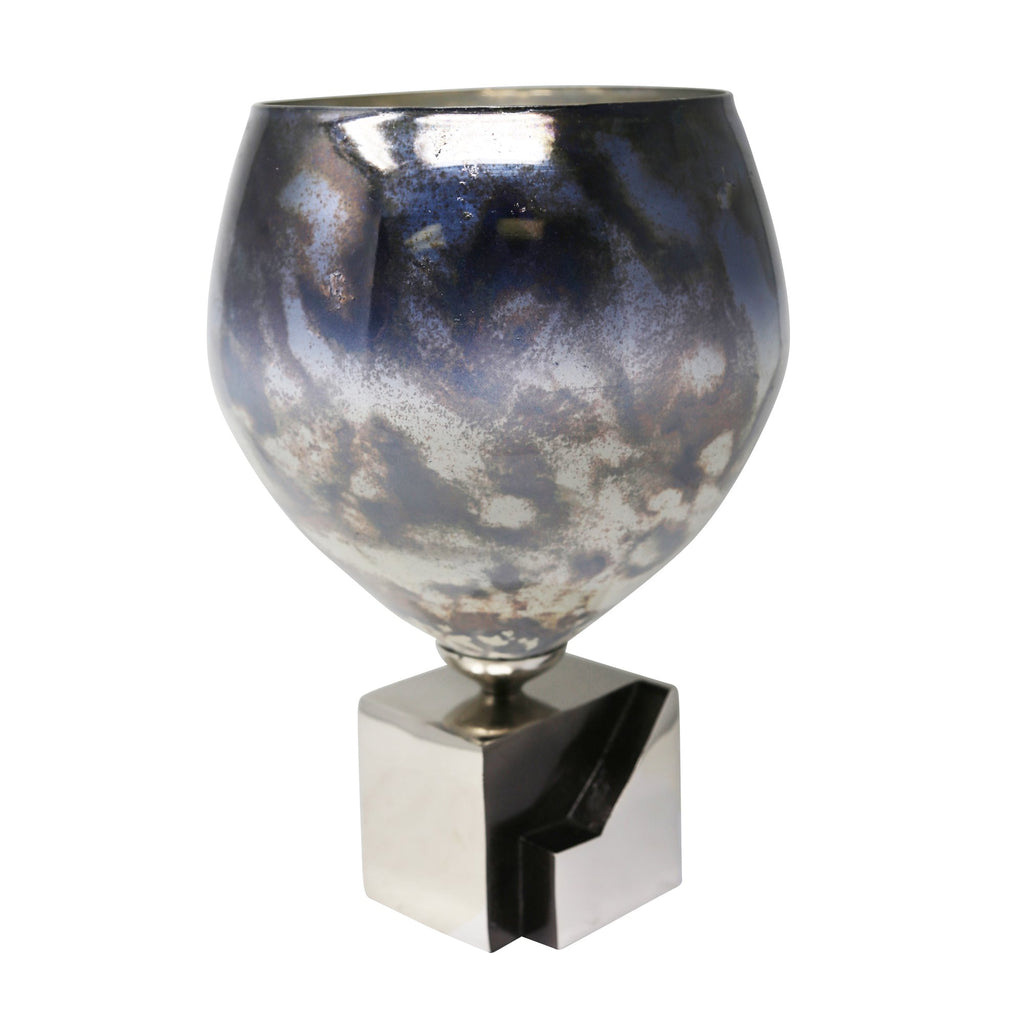 Dark Ombre Glass/Metal Vase 17" Kd