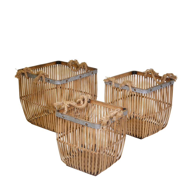S/3 Bamboo/Rope Baskets