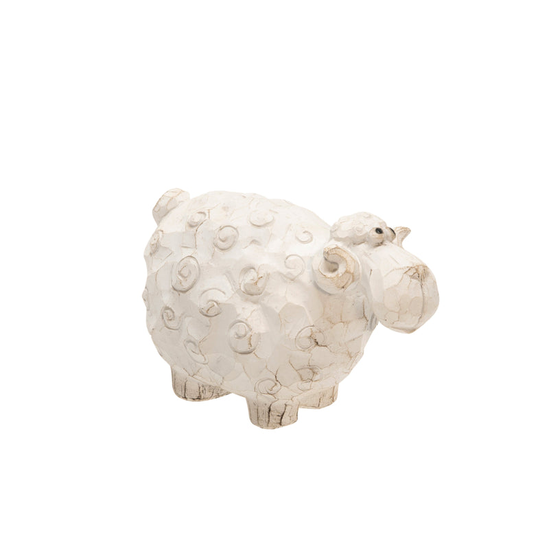 Carved White Sheep 4.5"