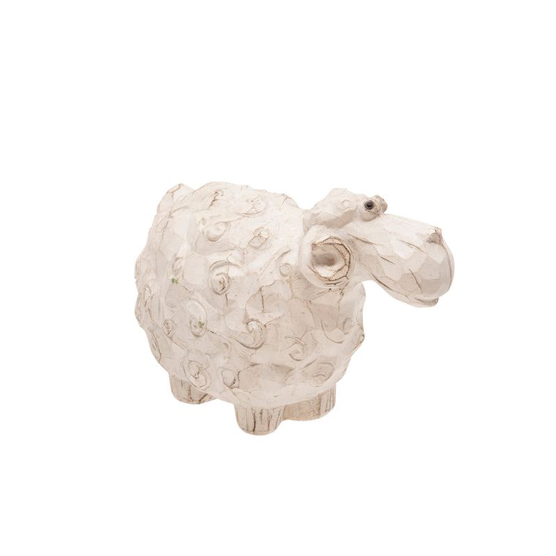 Carved White Sheep 6.25"
